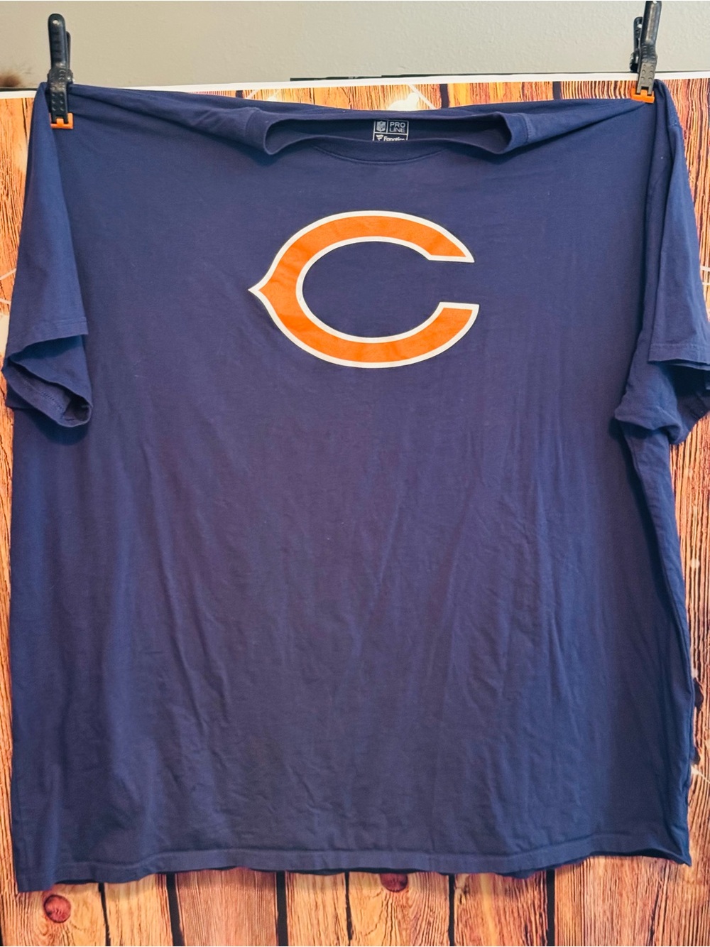 Navy Blue Chicago Bears Graphic Tee with Orange Crest